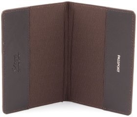 Темно-коричневая обложка для паспорта из гладкой кожи KARYA (093-9)