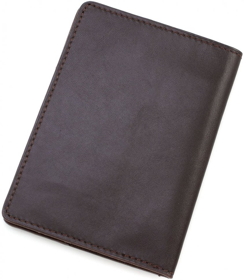 Темно-коричневая обложка для паспорта из гладкой кожи KARYA (093-9)