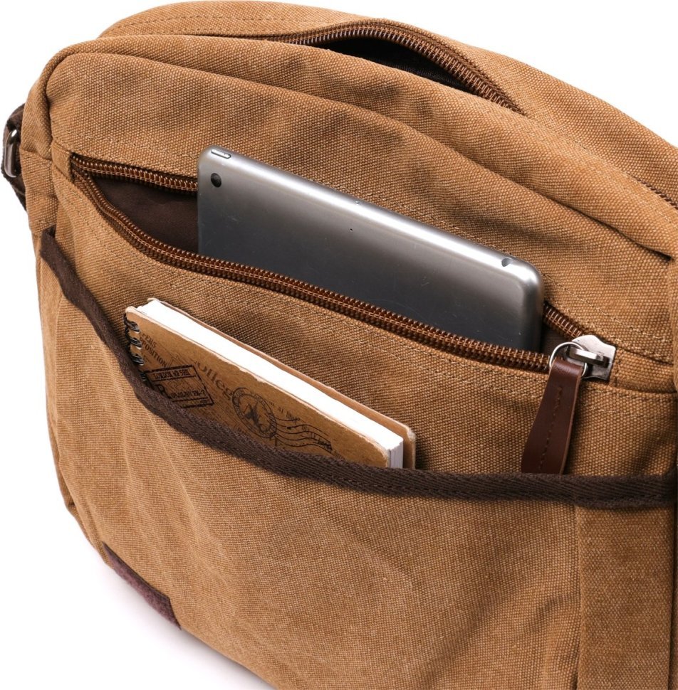 Текстильная сумка для ноутбука коричневого цвета Vintage (20190) modnotak фото №5