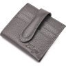 Сірий жіночий гаманець із натуральної шкіри з хлястиком на кнопці KARYA (2420946) - 1