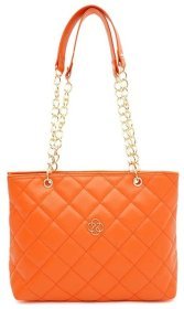 Яркая и стильная женская сумка из качественного кожзама с ручками Monsen 94660 оранжевого цвета