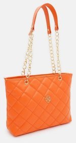 Яркая и стильная женская сумка из качественного кожзама с ручками Monsen 94660 оранжевого цвета