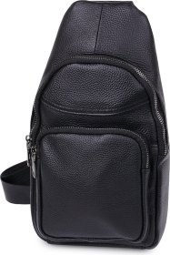 Повсякденна шкіряна чоловіча сумка-слінг через плече у чорному кольорі Vintage (20202)