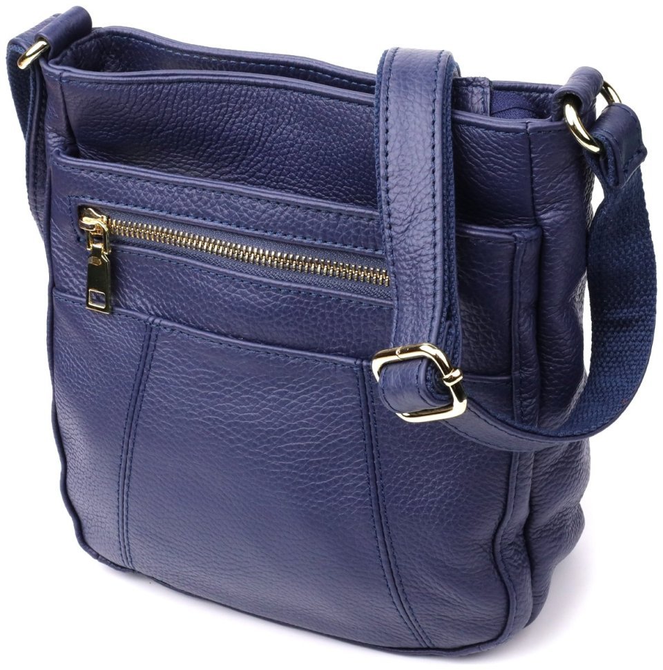 Вертикальная женская сумка из кожи через плечо Vintage 94860 синего цвета фото №1 Вертикальная женская сумка из кожи через плечо Vintage 94860 синего цвета modnotak фото №1
