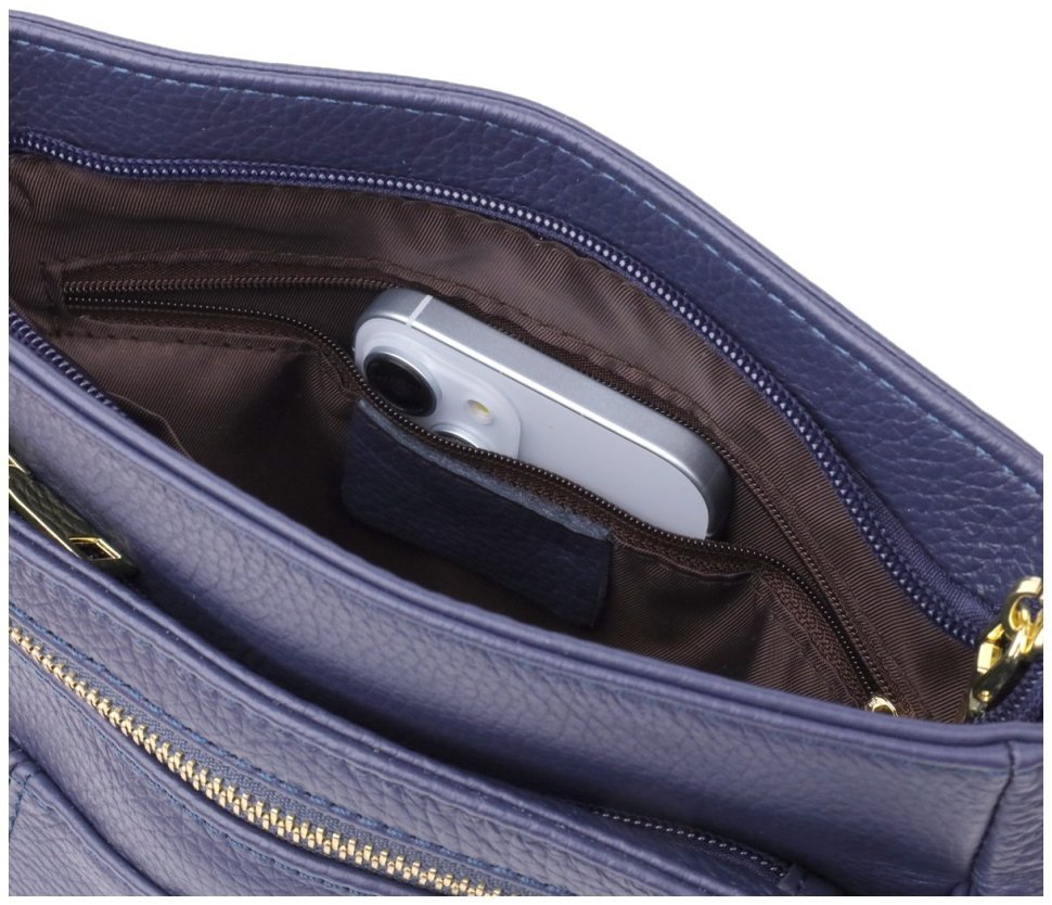 Вертикальная женская сумка из кожи через плечо Vintage 94860 синего цвета фото №3 Вертикальная женская сумка из кожи через плечо Vintage 94860 синего цвета modnotak фото №3