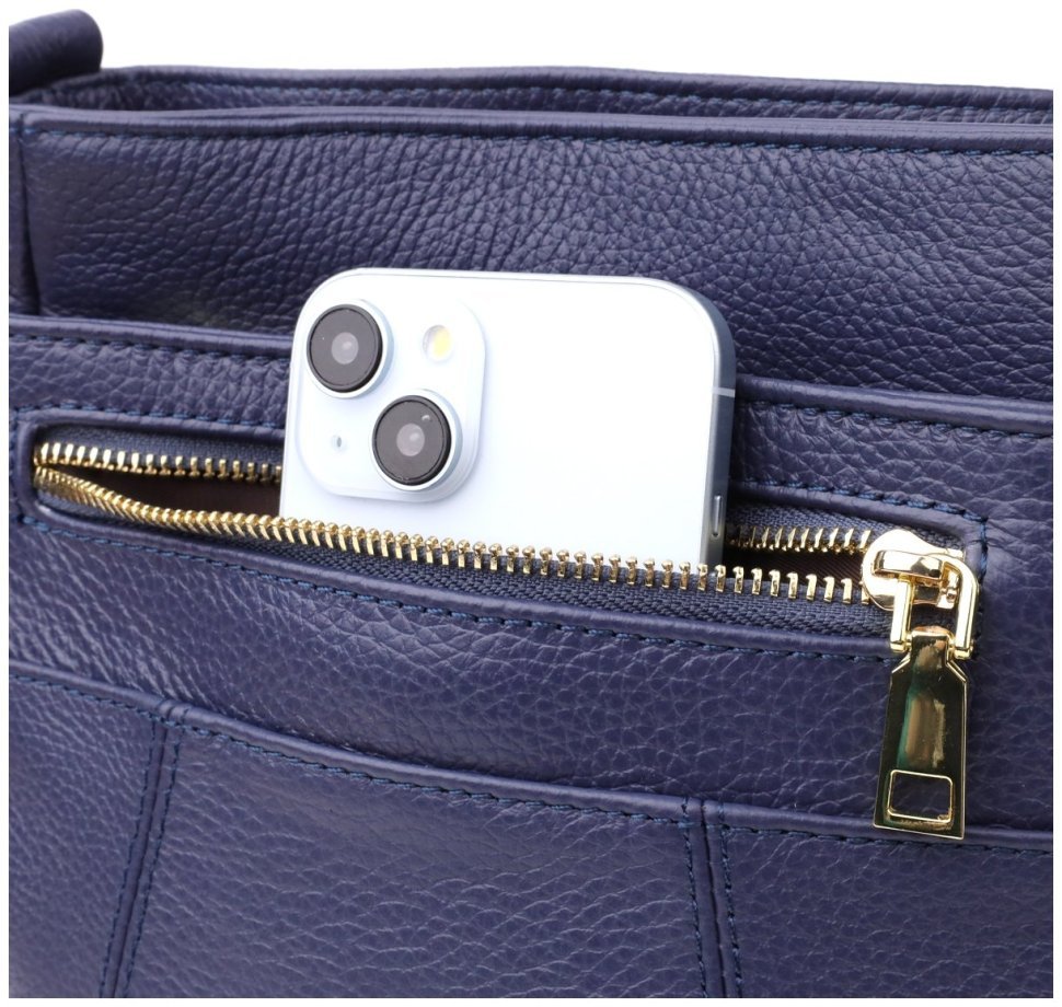 Вертикальная женская сумка из кожи через плечо Vintage 94860 синего цвета фото №5 Вертикальная женская сумка из кожи через плечо Vintage 94860 синего цвета modnotak фото №5