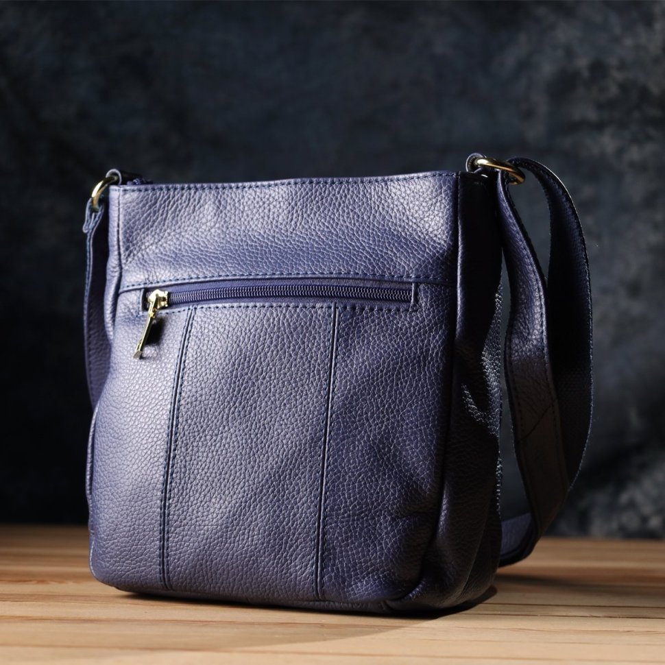 Вертикальная женская сумка из кожи через плечо Vintage 94860 синего цвета фото №7 Вертикальная женская сумка из кожи через плечо Vintage 94860 синего цвета modnotak фото №7