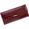 Довгий жіночий лаковий гаманець червоного кольору з клапаном на кнопці KARYA (21055) - 1