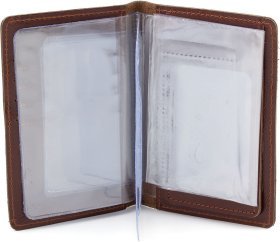 Однотонная кожаная обложка для автодокументов коричневого цвета ST Leather (17795)