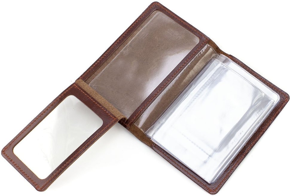 Однотонна шкіряна обкладинка для автодокументів коричневого кольору ST Leather (17795)