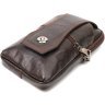 Маленькая кожаная мужская сумка на пояс коричневого цвета Vintage 2422246 - 3