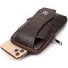 Маленькая кожаная мужская сумка на пояс коричневого цвета Vintage 2422246 - 5