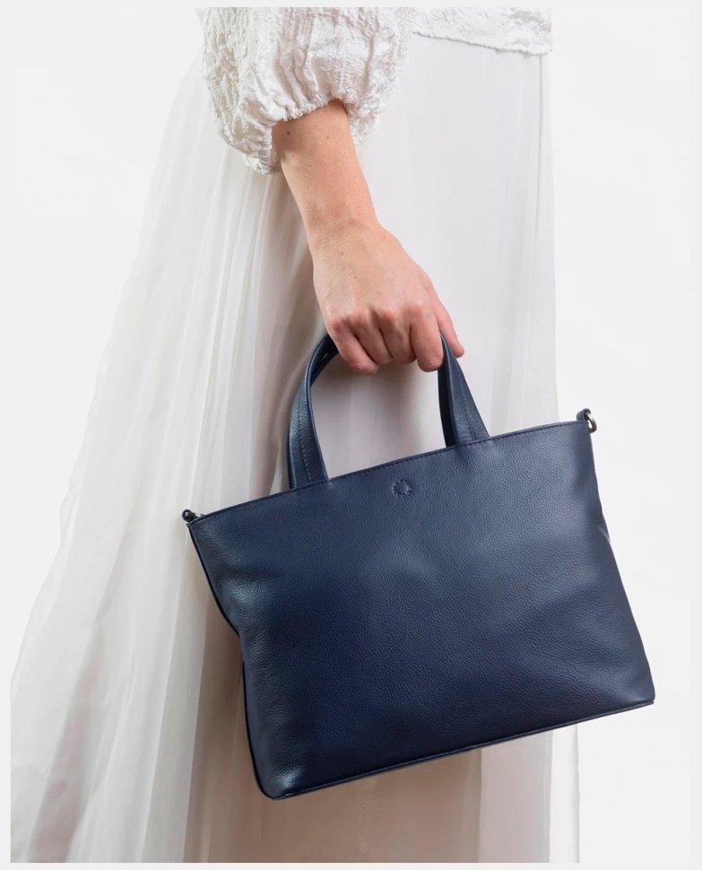 Женская сумка из натуральной фактурной кожи через плече Yoshi Y26 синего цвета 95460 modnotak фото №5