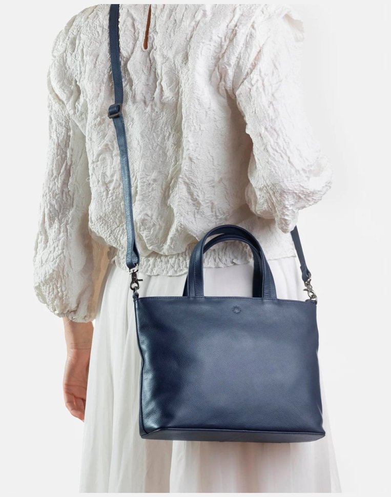 Женская сумка из натуральной фактурной кожи через плече Yoshi Y26 синего цвета 95460 modnotak фото №6