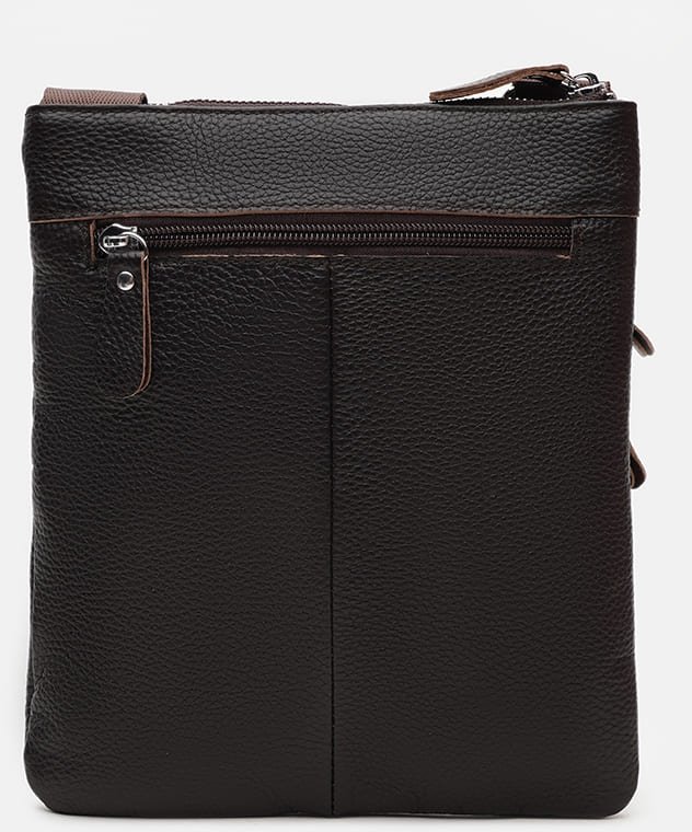 Чоловіча тонка плечова сумка коричневого кольору з натуральної шкіри Keizer (21346)
