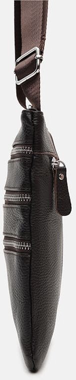 Чоловіча тонка плечова сумка коричневого кольору з натуральної шкіри Keizer (21346)