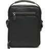 Мужская кожаная сумка-барсетка черного цвета с ручкой Keizer (21354) - 1