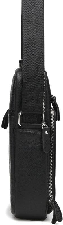 Чоловіча шкіряна сумка-барсетка чорного кольору з ручкою Keizer (21354)