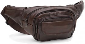 Чоловіча шкіряна сумка на пояс в коричневому кольорі Keizer (19415)