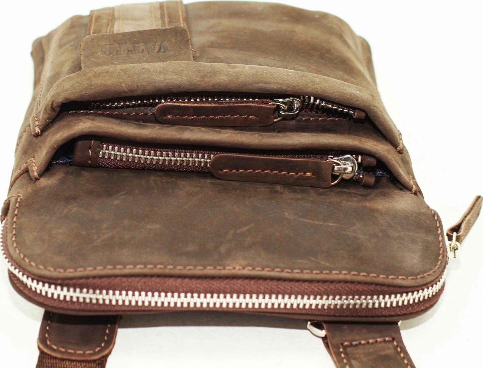 Мужская кожаная сумка в стиле винтаж коричневого цвета VATTO (12101)