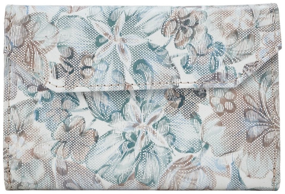 Женский кошелек с фактурной кожи на кнопке с монетницей Desisan 106760 бежевого цвета принт цветов modnotak фото №2