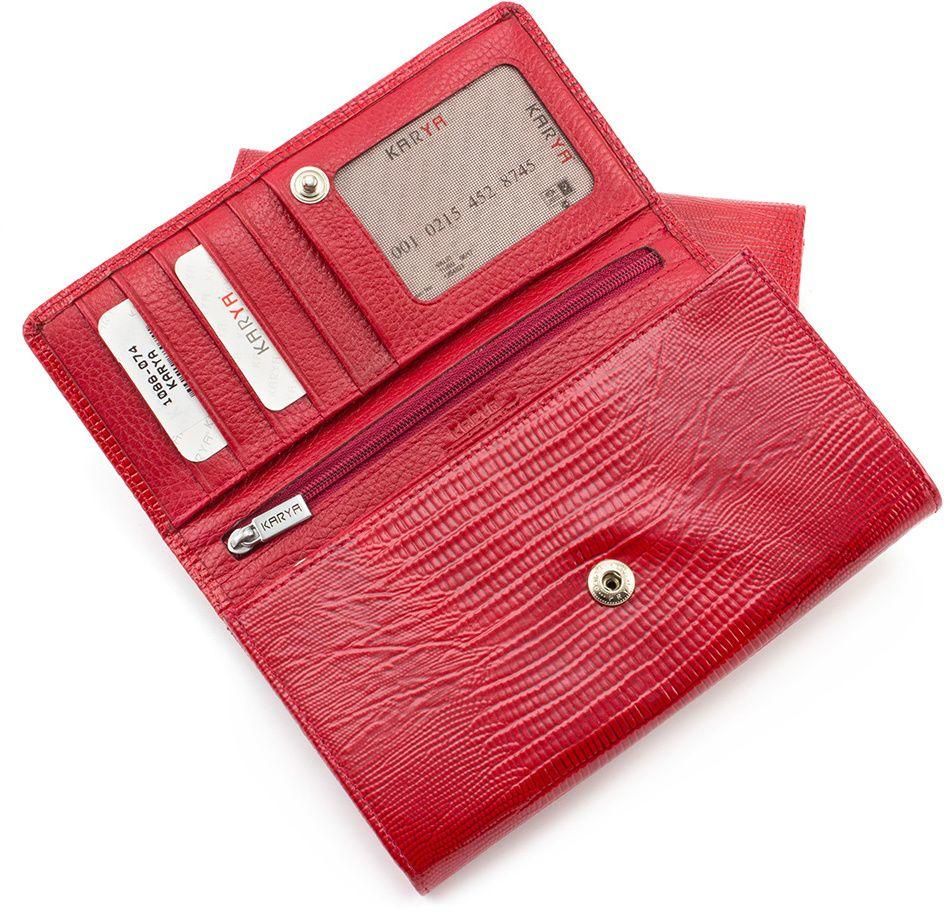 Красный лаковый кошелек с тиснением на коже KARYA (16191)