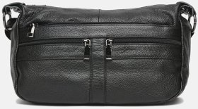 Средняя женская кожаная сумка черного цвета с одной лямкой Borsa Leather (56960)