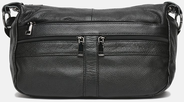 Середня жіноча шкіряна сумка чорного кольору з однією лямкою Borsa Leather (56960)