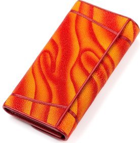 Красный кошелек из натуральной кожи морского ската с узорами STINGRAY LEATHER (024-18086)