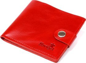 Компактний жіночий гаманець подвійного складання з натуральної шкіри червоного кольору Shvigel (2416461)