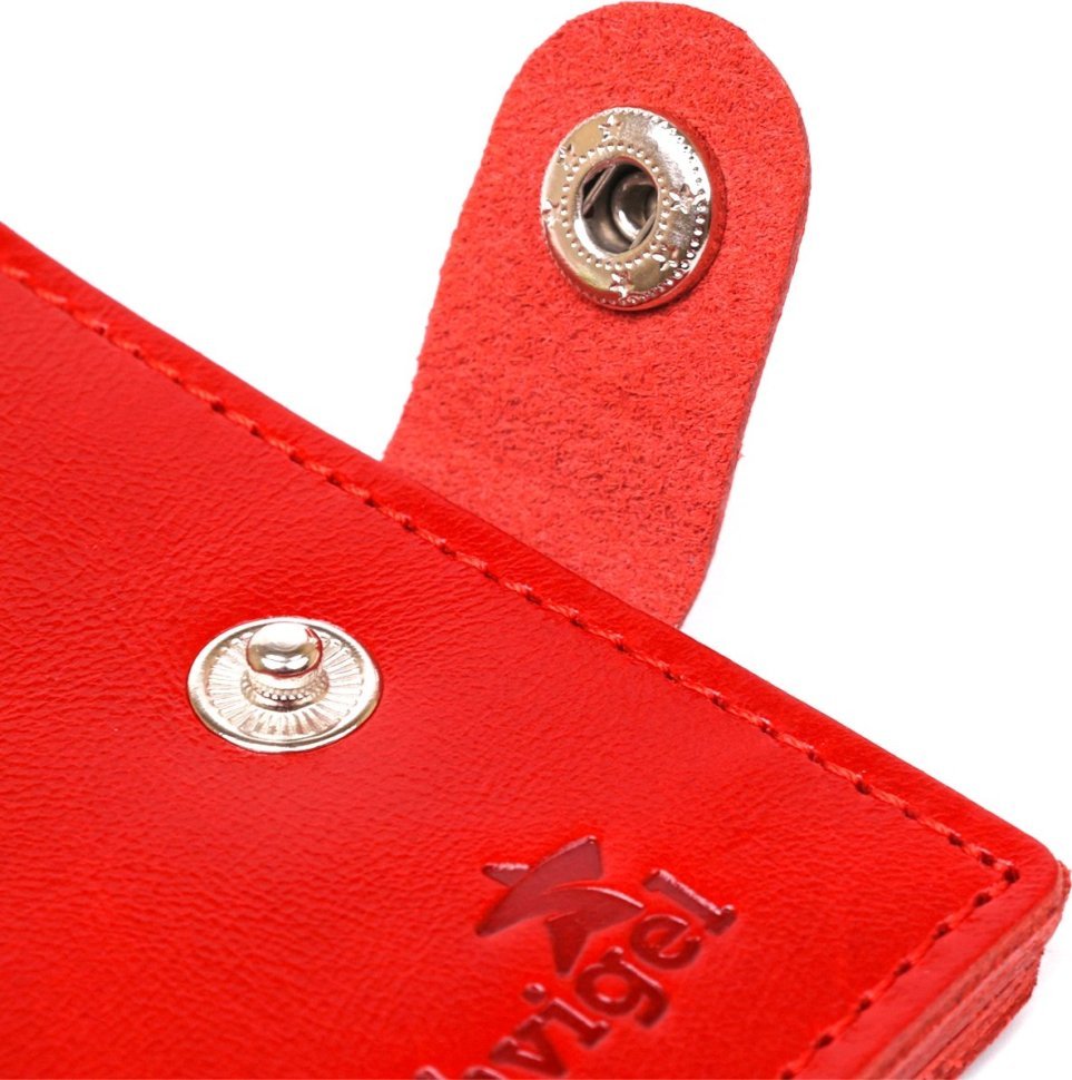 Компактный женский кошелек двойного сложения из натуральной кожи красного цвета Shvigel (2416461)