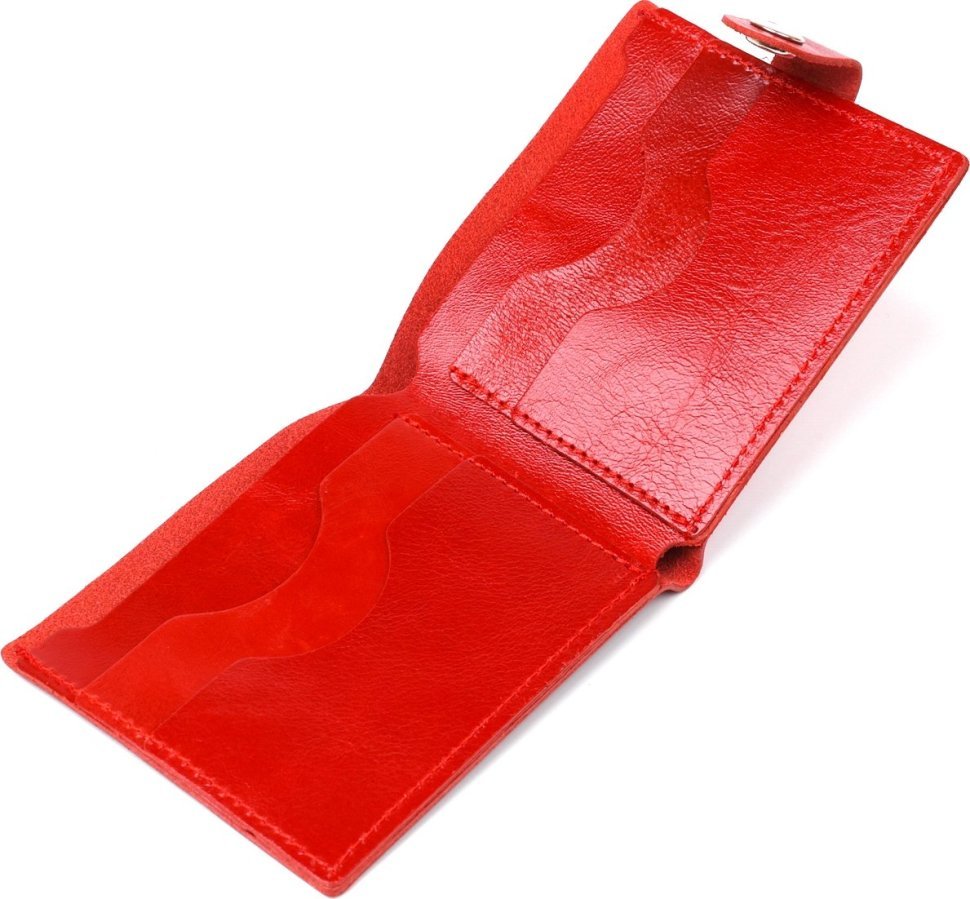 Компактный женский кошелек двойного сложения из натуральной кожи красного цвета Shvigel (2416461)