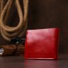 Компактний жіночий гаманець подвійного складання з натуральної шкіри червоного кольору Shvigel (2416461) - 8