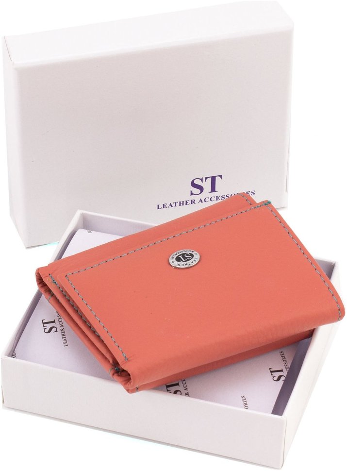 Рожевий жіночий гаманець компактного розміру з натуральної шкіри ST Leather 1767260