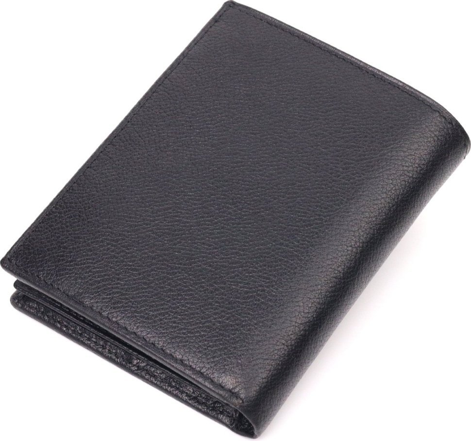 Чорний шкіряний чоловічий гаманець без застібки KARYA (2421362)