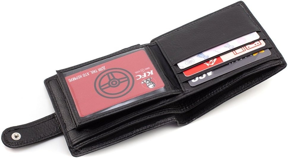 Чорний чоловічий шкіряний гаманець під документи ST Leather 1767360