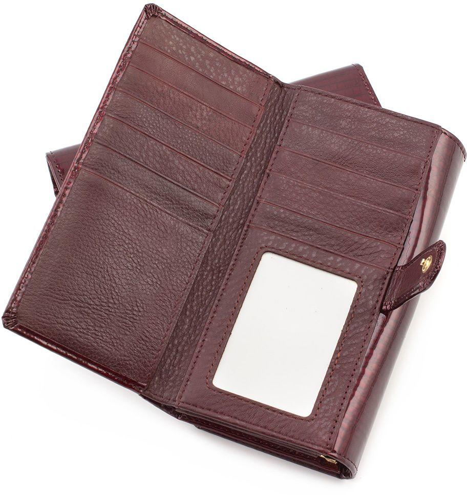 Лаковый кошелек бордового цвета под много карточек ST Leather (16290)