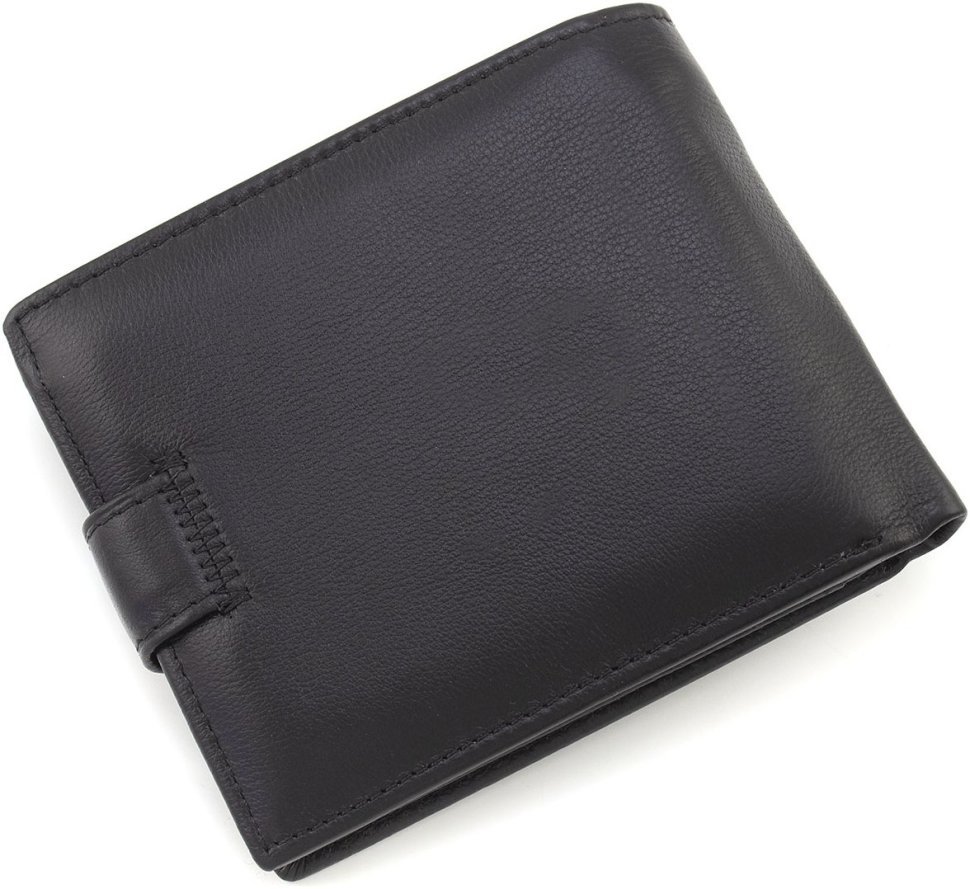 Черное мужское портмоне из натуральной зернистой кожи с блоком под карты ST Leather 1767460