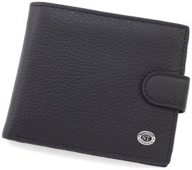 Черное мужское портмоне из натуральной зернистой кожи с блоком под карты ST Leather 1767460