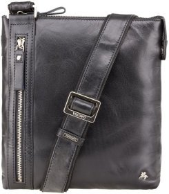 Середня чоловіча шкіряна сумка-планшет чорного кольору Visconti 67560