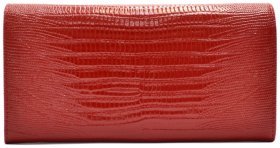Яскравий гаманець червоного кольору зі шкіри з лазерною фактурою для жінок Desisan 107860