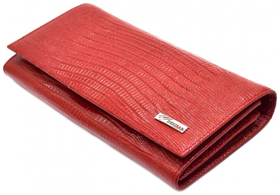 Яркий кошелек красного цвета из кожи с лазерной фактурой для женщин Desisan 107860 modnotak фото №5