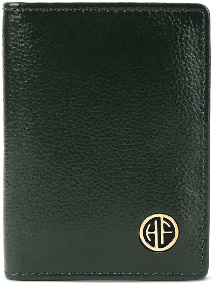 Картхолдер из натуральной кожи зеленого цвета на кнопке Hammonds Flycatcher CC606 с RFID защитой 107960 modnotak фото №1