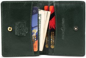 Картхолдер из натуральной кожи зеленого цвета на кнопке Hammonds Flycatcher CC606 с RFID защитой 107960