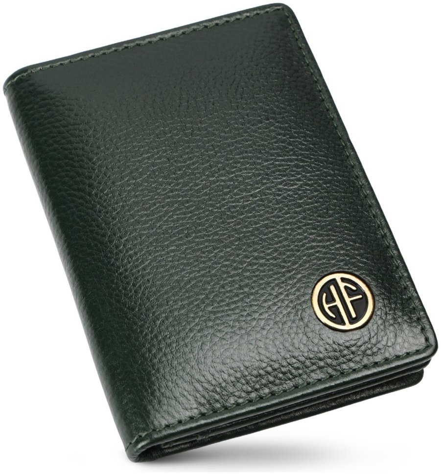 Картхолдер из натуральной кожи зеленого цвета на кнопке Hammonds Flycatcher CC606 с RFID защитой 107960 modnotak фото №4