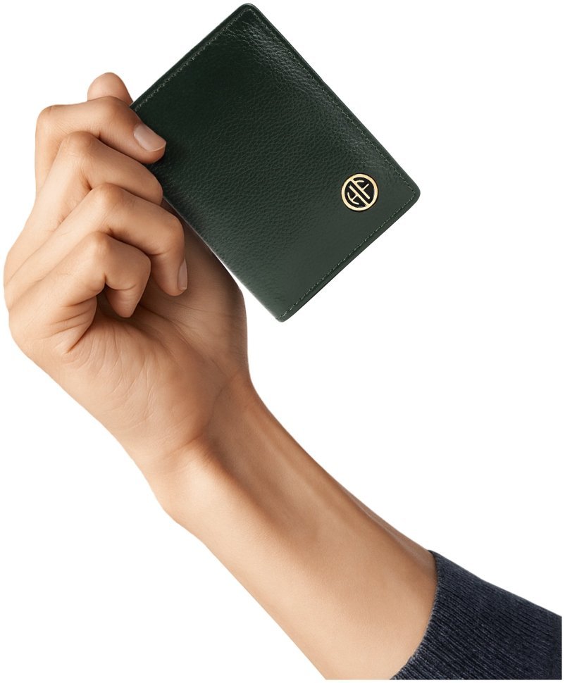 Картхолдер из натуральной кожи зеленого цвета на кнопке Hammonds Flycatcher CC606 с RFID защитой 107960 modnotak фото №6