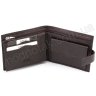 Шкіряний коричневий гаманець з хлястиком на кнопці KARYA (0440-39) - 2
