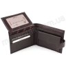 Шкіряний коричневий гаманець з хлястиком на кнопці KARYA (0440-39) - 5