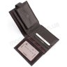 Шкіряний коричневий гаманець з хлястиком на кнопці KARYA (0440-39) - 6