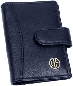 Компактная визитница из натуральной кожи на кнопке до 18 карт Hammonds Flycatcher CC602 синяя 108060